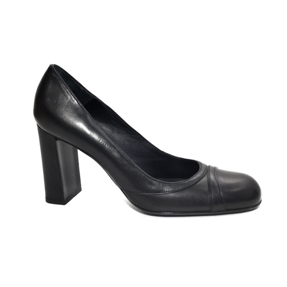🌹JIL SANDER Black Leather Round Toe Pumps🌹 - Picture 1 of 8